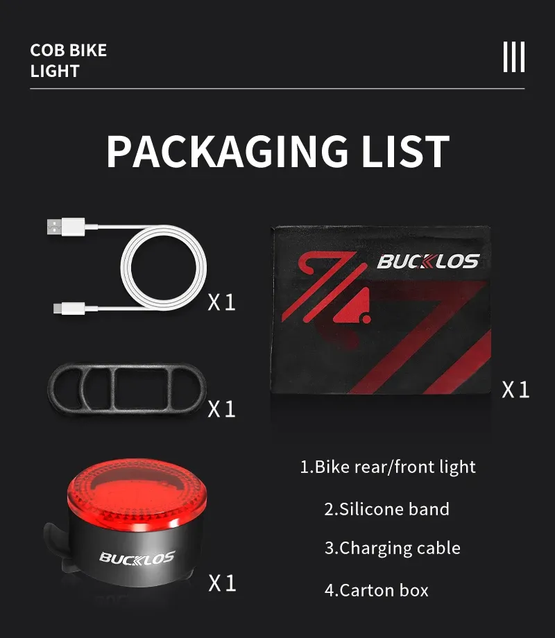 BUCKLOS COB LED Bicycle Light Set: Rechargeable MTB Front & Rear Safety Lanterns, 500lm Brightness, 4 Light Modes, 8-10hr Battery Life, Lightweight Cycling Lamp showcase 10
