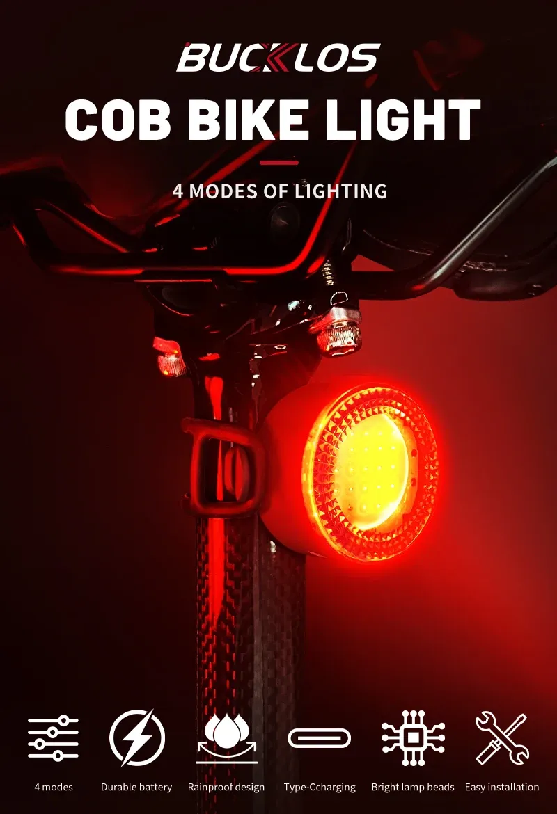BUCKLOS COB LED Bicycle Light Set: Rechargeable MTB Front & Rear Safety Lanterns, 500lm Brightness, 4 Light Modes, 8-10hr Battery Life, Lightweight Cycling Lamp showcase 1