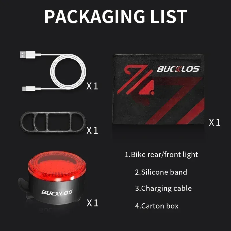 BUCKLOS COB LED Bicycle Light Set: Rechargeable MTB Front & Rear Safety Lanterns, 500lm Brightness, 4 Light Modes, 8-10hr Battery Life, Lightweight Cycling Lamp thumbnail 5