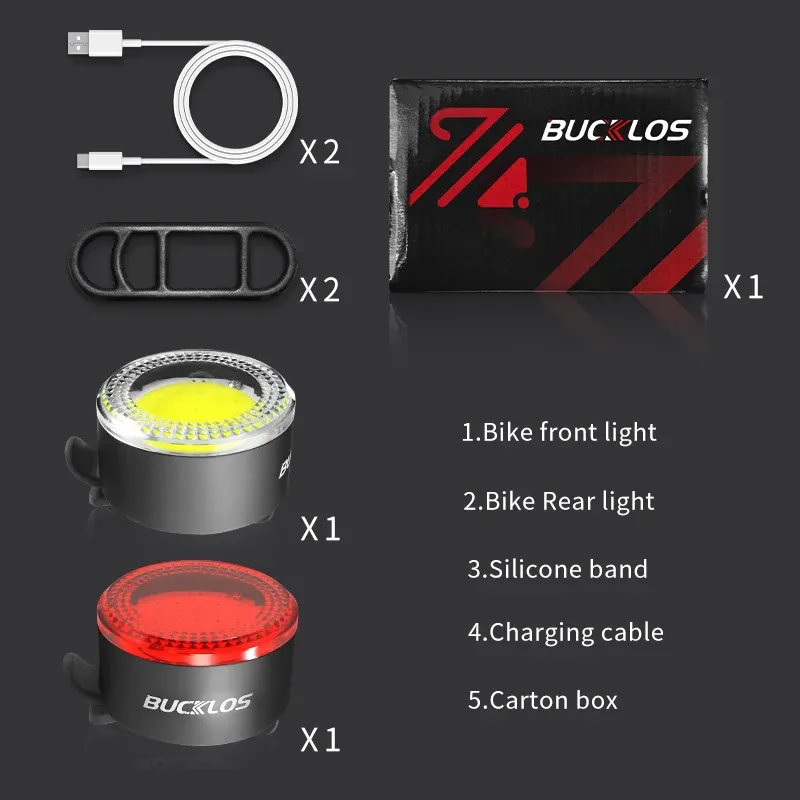 BUCKLOS COB LED Bicycle Light Set: Rechargeable MTB Front & Rear Safety Lanterns, 500lm Brightness, 4 Light Modes, 8-10hr Battery Life, Lightweight Cycling Lamp showcase 14