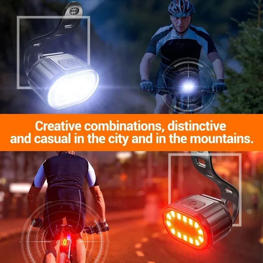 Rechargeable LED Bicycle Light Set - Front Headlight & Rear Taillight, IPX4 Waterproof, 4 Modes, USB Type-C for Road Mountain Biking Night Safety showcase 14