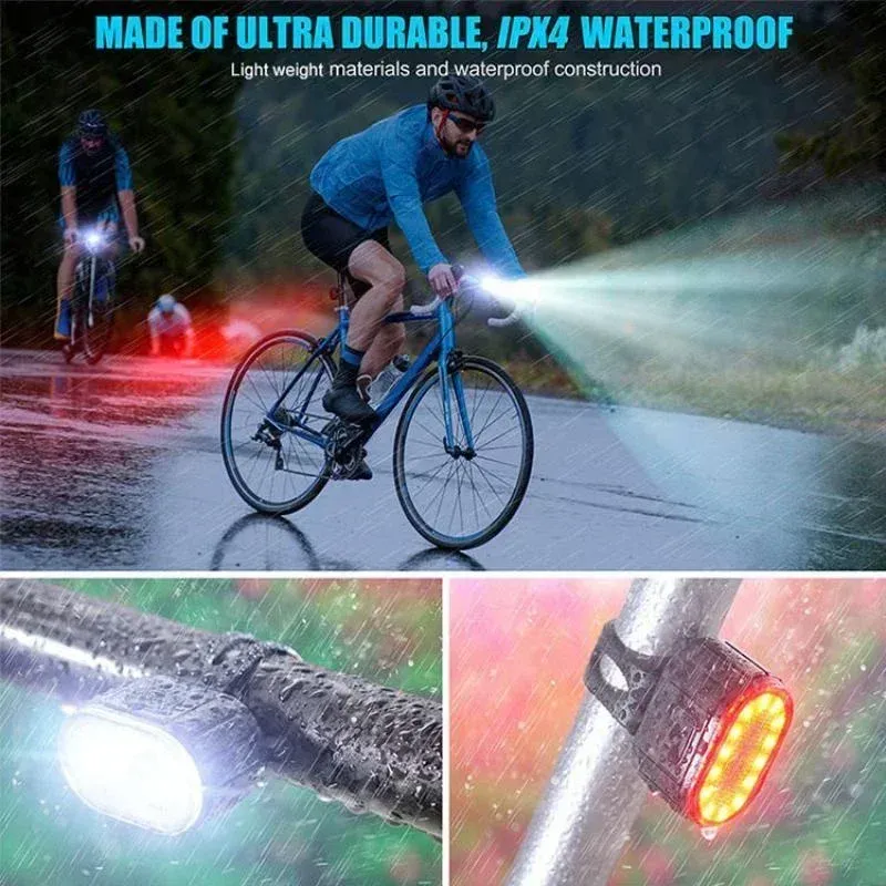 Rechargeable LED Bicycle Light Set - Front Headlight & Rear Taillight, IPX4 Waterproof, 4 Modes, USB Type-C for Road Mountain Biking Night Safety showcase 17