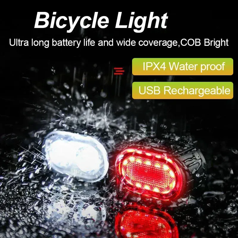 Rechargeable USB Bike Light Set - Front & Rear Bicycle Cycling LED Flashlight, IPX4 Waterproof, Multiple Modes, 3-12 Hr Battery Life, for MTB Road Bikes & Outdoor Safety showcase 1