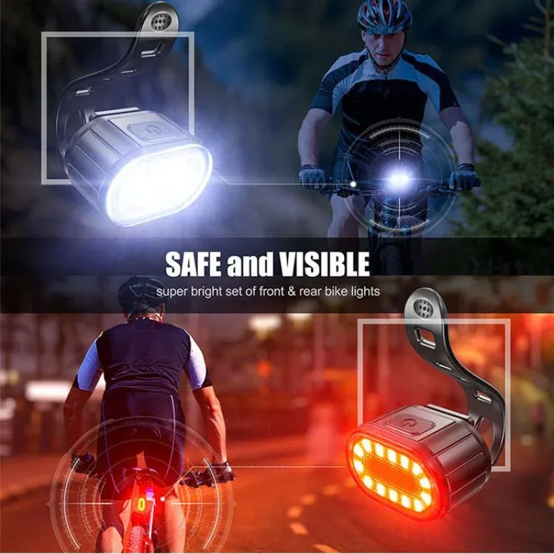 Rechargeable USB Bike Light Set - Front & Rear Bicycle Cycling LED Flashlight, IPX4 Waterproof, Multiple Modes, 3-12 Hr Battery Life, for MTB Road Bikes & Outdoor Safety showcase 2
