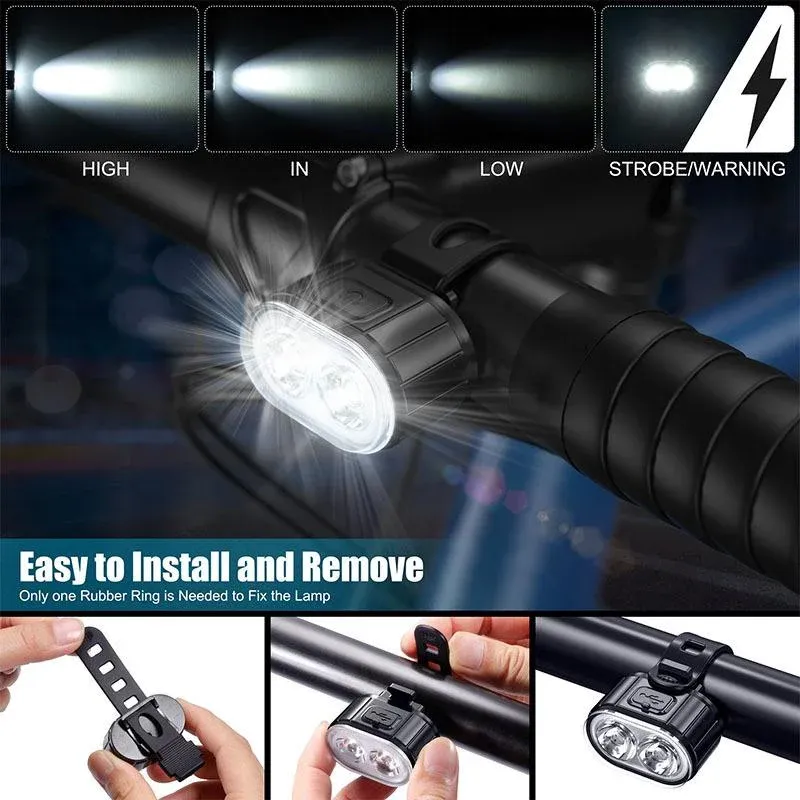 Rechargeable USB Bike Light Set - Front & Rear Bicycle Cycling LED Flashlight, IPX4 Waterproof, Multiple Modes, 3-12 Hr Battery Life, for MTB Road Bikes & Outdoor Safety showcase 11