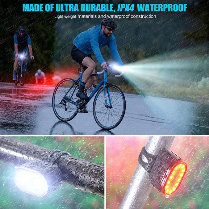 Rechargeable USB Bike Light Set - Front & Rear Bicycle Cycling LED Flashlight, IPX4 Waterproof, Multiple Modes, 3-12 Hr Battery Life, for MTB Road Bikes & Outdoor Safety showcase 3