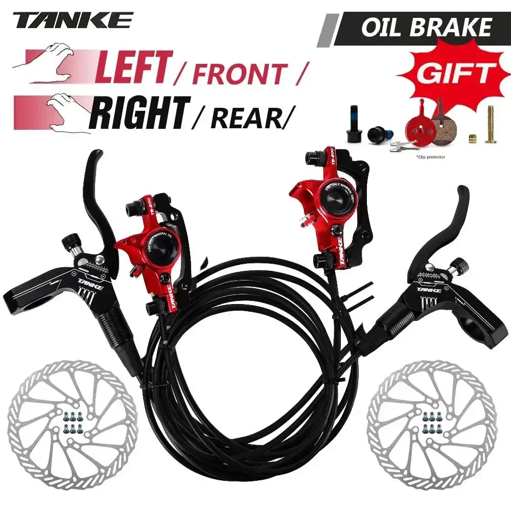 TANKE TB-200 MTB Hydraulic Disc Brake Set - CNC Aluminum Alloy, Mineral Oil, Adjustable Pad Distance, 160mm Rotor Compatible, Bicycle Upgrade Parts for Mountain Bikes thumbnail 1