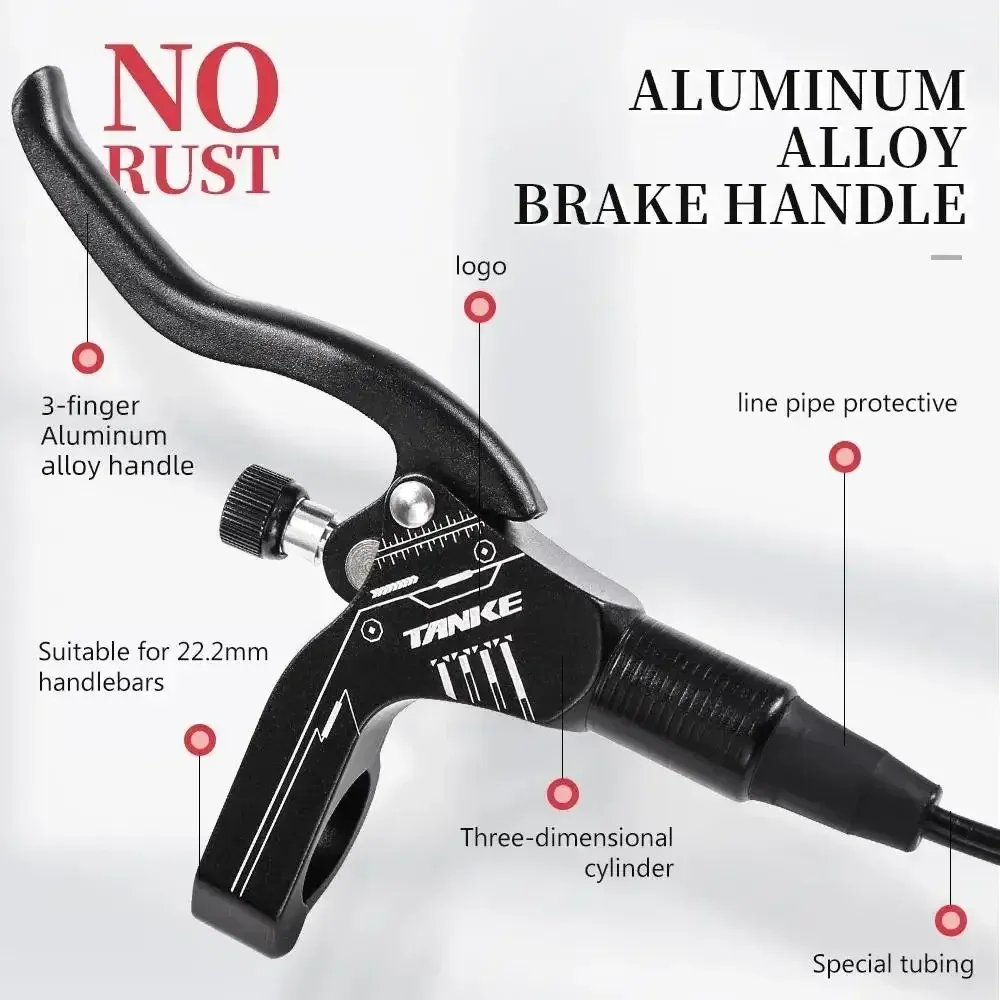 TANKE TB-200 MTB Hydraulic Disc Brake Set - CNC Aluminum Alloy, Mineral Oil, Adjustable Pad Distance, 160mm Rotor Compatible, Bicycle Upgrade Parts for Mountain Bikes thumbnail 4