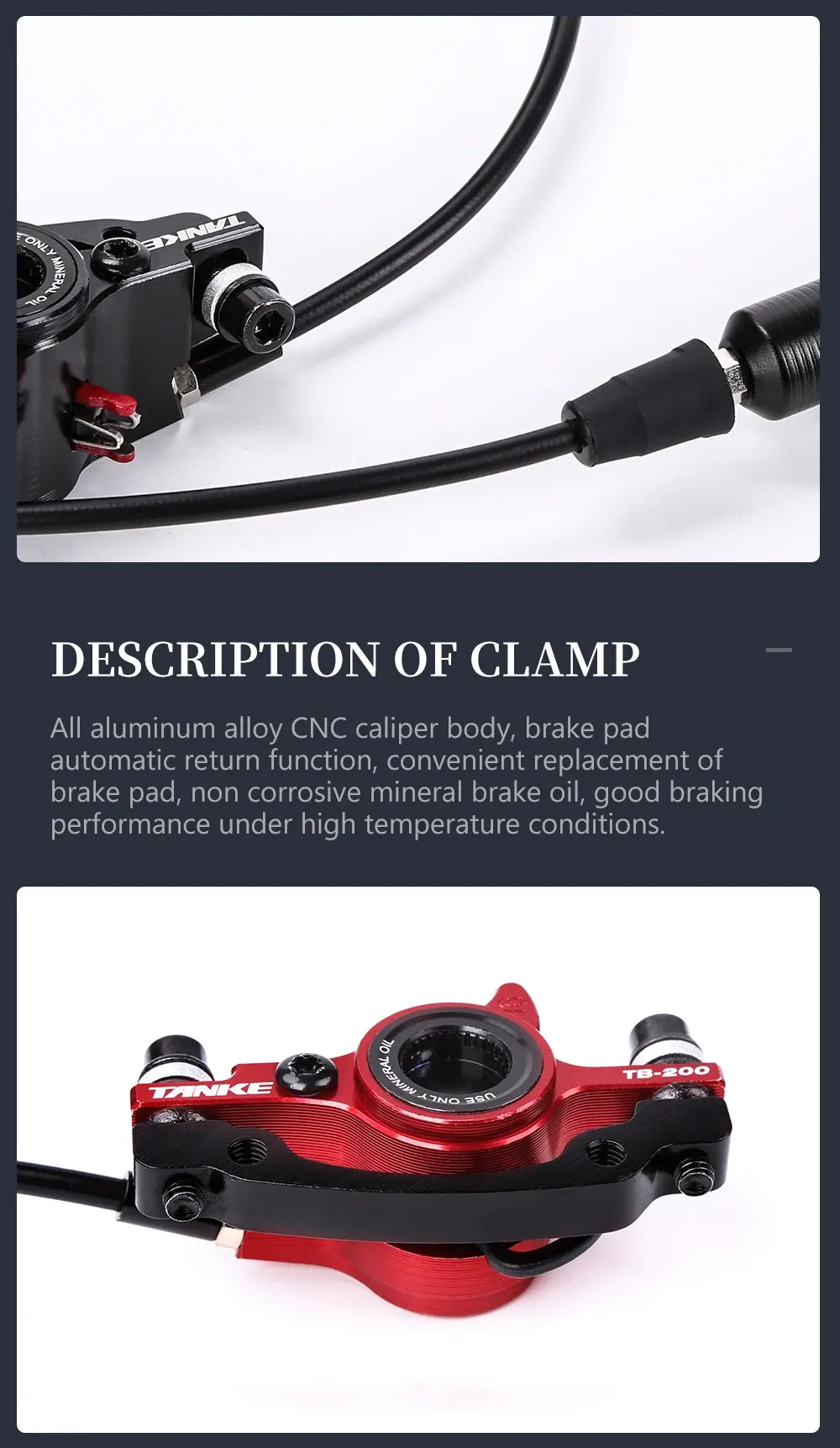 TANKE TB-200 MTB Hydraulic Disc Brake Set - CNC Aluminum Alloy, Mineral Oil, Adjustable Pad Distance, 160mm Rotor Compatible, Bicycle Upgrade Parts for Mountain Bikes showcase 11