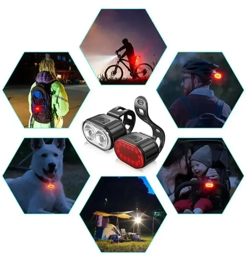 Waterproof LED Bicycle Light Set - Front & Rear Bike Flashlight for Safety, MTB Cycling Accessories, Powerful Defense Lantern showcase 5