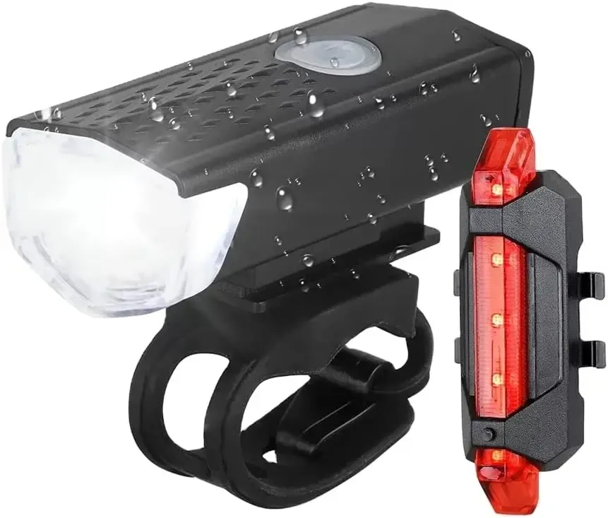 USB Rechargeable Bicycle Light Set - Front LED Headlight & Rear Taillight with 3 Modes, Easy Install, 800mAh Battery, 300lm Brightness for Night Cycling Safety showcase 6