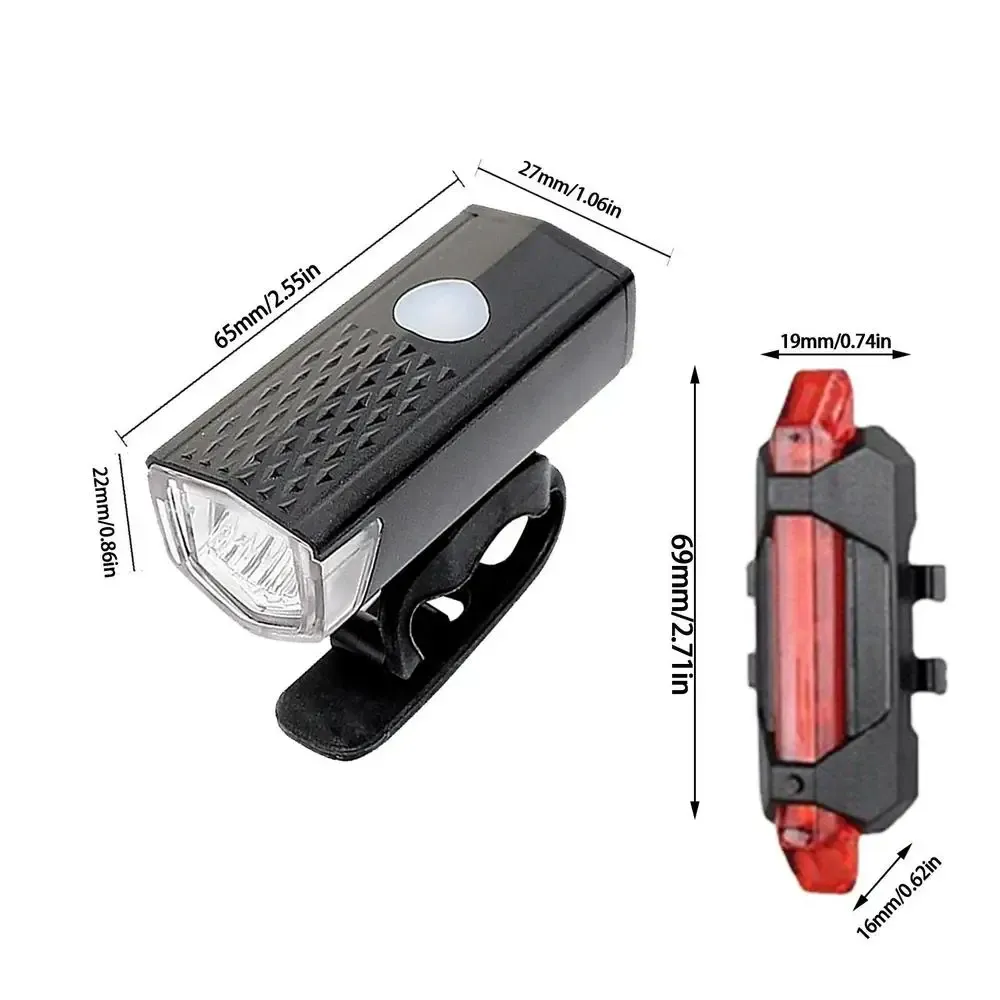 USB Rechargeable Bicycle Light Set - Front LED Headlight & Rear Taillight with 3 Modes, Easy Install, 800mAh Battery, 300lm Brightness for Night Cycling Safety showcase 5
