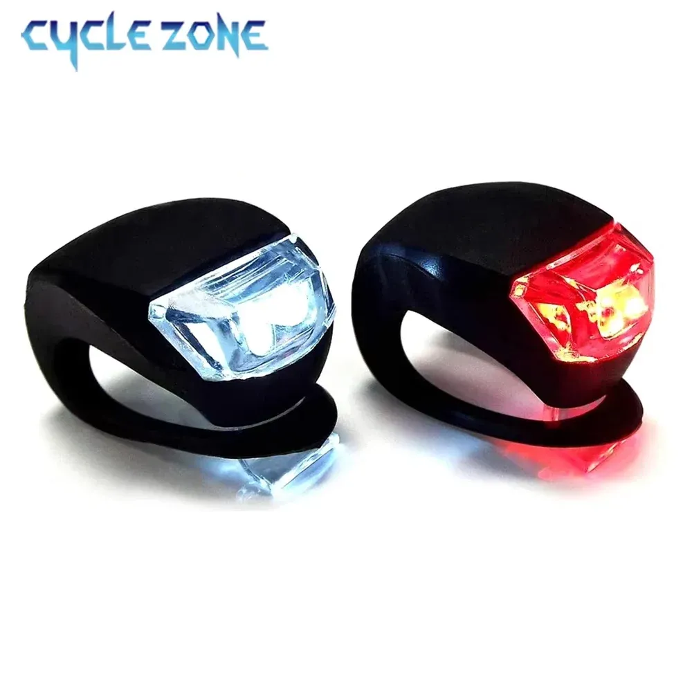 2PCS Silicone LED Bicycle Light Set - Front & Rear Safety Warning Taillight Headlight for Night Riding, Easy Install, 3 Modes, Battery Powered thumbnail 1