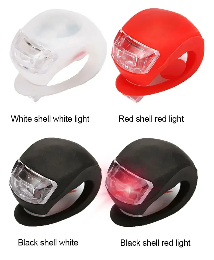 2PCS Silicone LED Bicycle Light Set - Front & Rear Safety Warning Taillight Headlight for Night Riding, Easy Install, 3 Modes, Battery Powered showcase 8