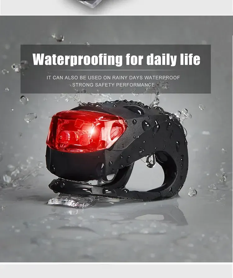 2PCS Silicone LED Bicycle Light Set - Front & Rear Safety Warning Taillight Headlight for Night Riding, Easy Install, 3 Modes, Battery Powered showcase 5