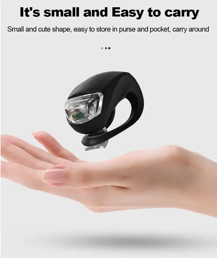 2PCS Silicone LED Bicycle Light Set - Front & Rear Safety Warning Taillight Headlight for Night Riding, Easy Install, 3 Modes, Battery Powered showcase 3