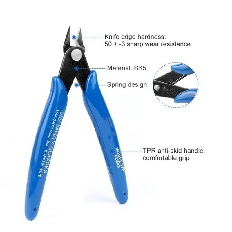 Premium Diagonal Cutting Pliers - 50 Steel Hardened Jaws, Anti-Slip Rubber Handle, Spring Loaded for Electrical Wire, Cable, Jewelry, Model Making, Fishing showcase 5