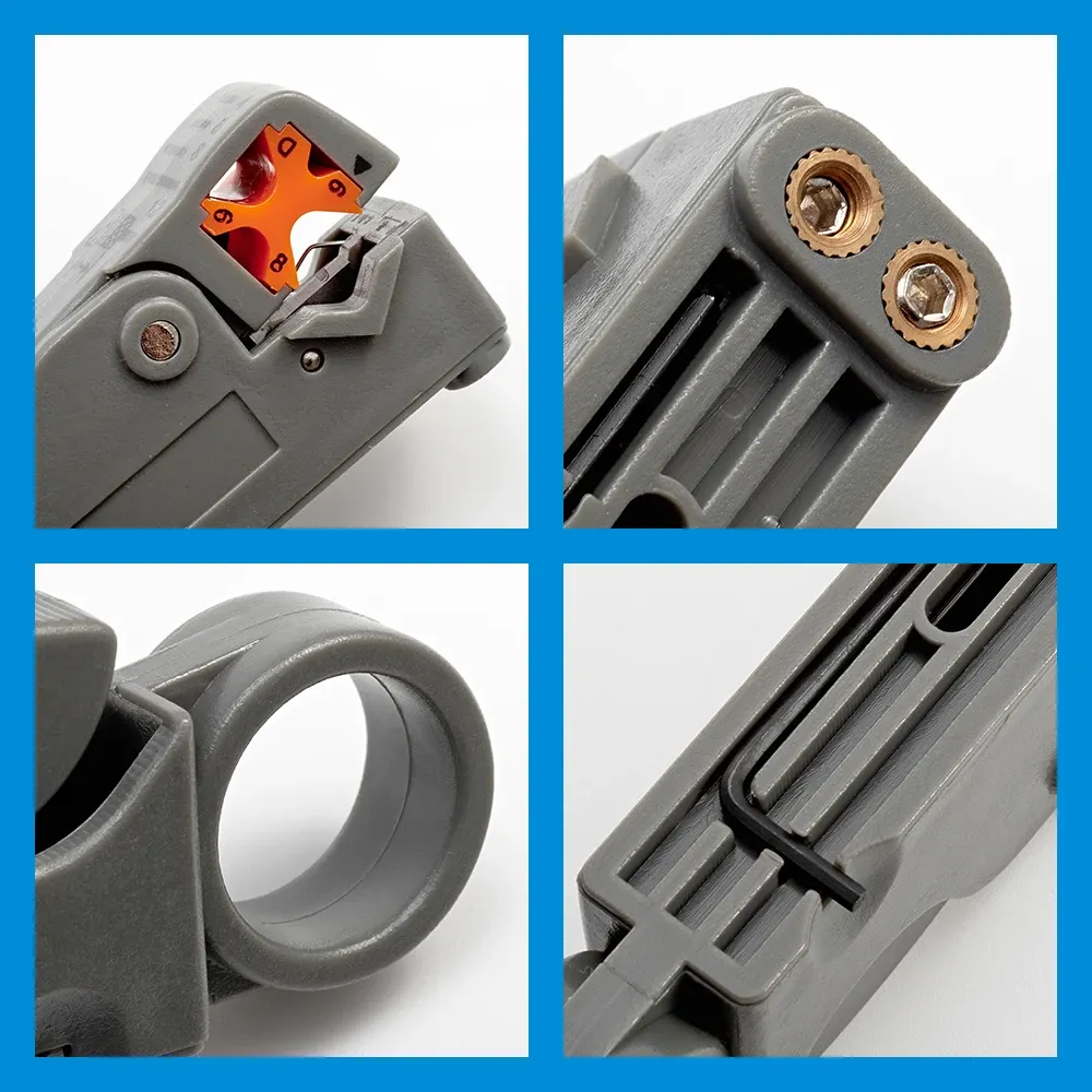 Professional Coaxial Cable Stripper Tool with Hex Wrench for RG58/59/62/6/3C2V/4V/5C Wires - Durable Stainless Steel for Electrical and Network Installations thumbnail 5