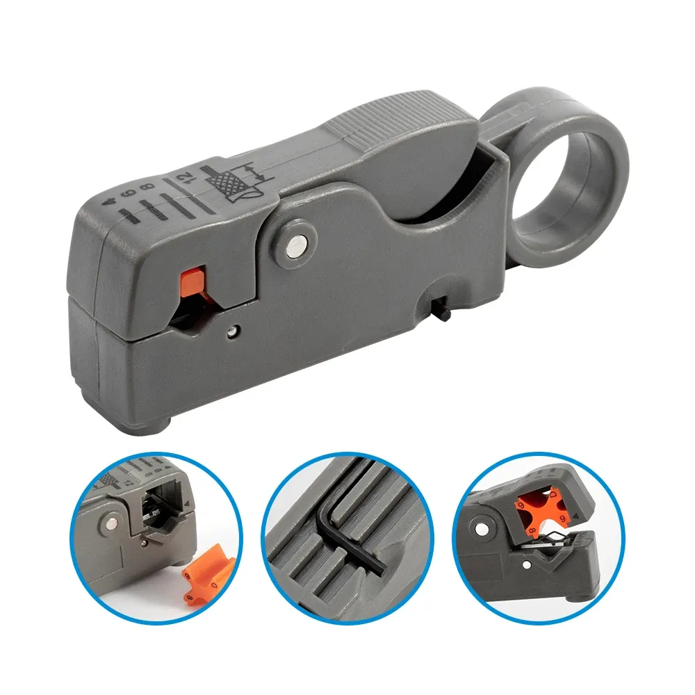 Professional Coaxial Cable Stripper Tool with Hex Wrench for RG58/59/62/6/3C2V/4V/5C Wires - Durable Stainless Steel for Electrical and Network Installations showcase 8