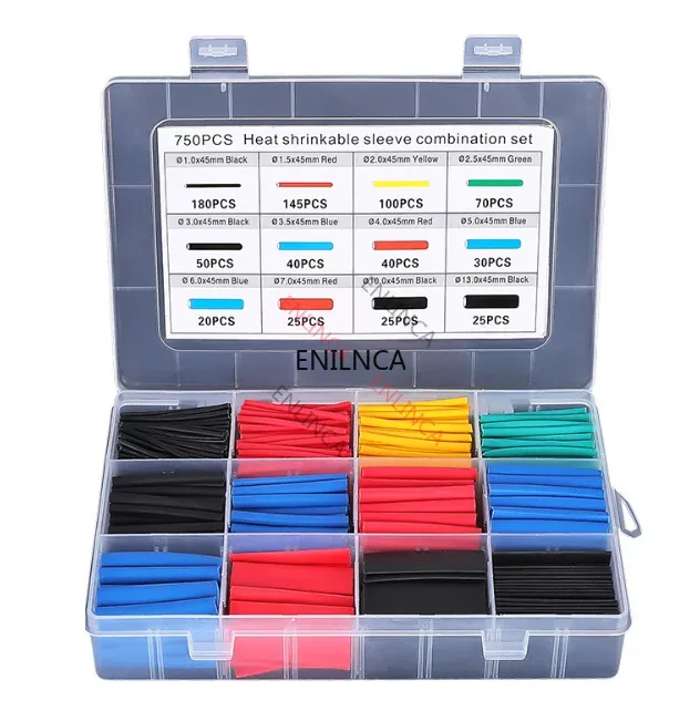 Assorted Heat Shrink Tubing Kit 127-750pcs - Flame Retardant Polyolefin Wire Cable Insulation Sleeving for Electrical Connections thumbnail 3