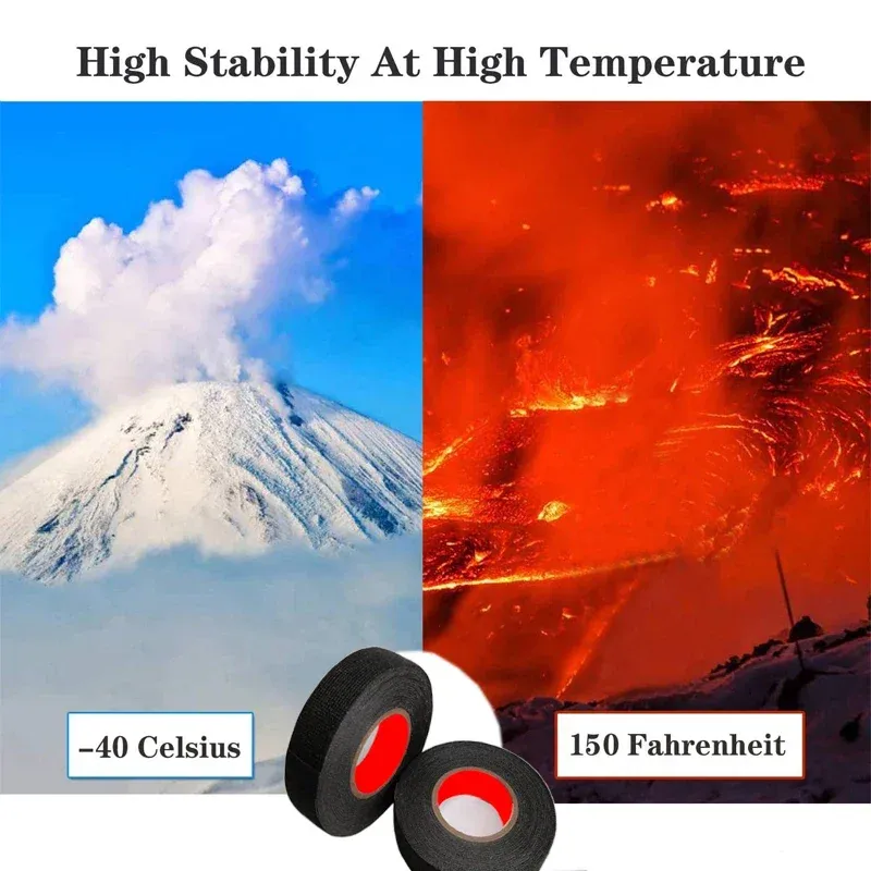 Automotive Wire Harness Tape - 9/15/19/25mm PET Cloth Fabric Electrical Insulation, Heat Resistant, Flame Retardant, Sound Absorbing for Car Cable Protection thumbnail 4