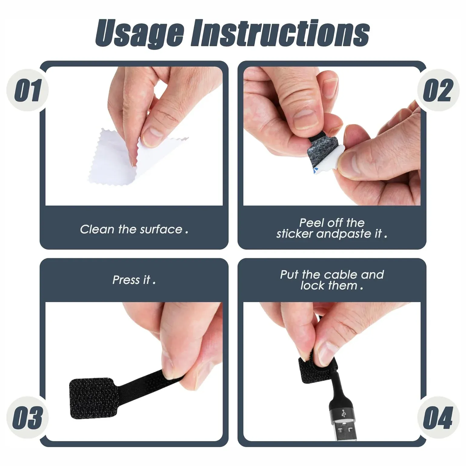 Reusable Velcro Cable Ties - Adjustable Nylon Wire Organizer Straps for Desk Management, Electronics, and Home Office Cord Organization thumbnail 5