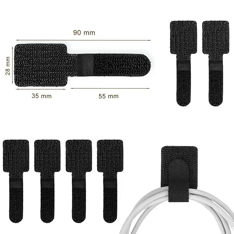 Reusable Velcro Cable Ties - Adjustable Nylon Wire Organizer Straps for Desk Management, Electronics, and Home Office Cord Organization showcase 1