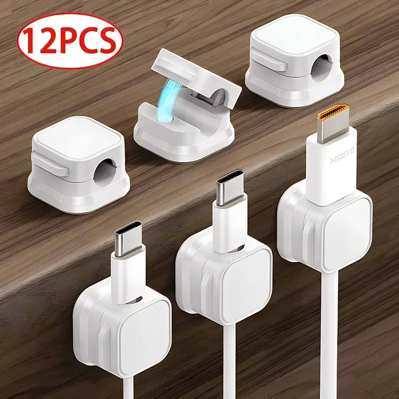 Magnetic Cable Clip Holder Organizer - Adhesive Wire Keeper for Desk, Office, Home Management - Secure Cord Management Solution thumbnail 1