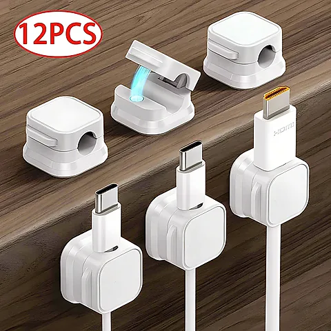 Magnetic Cable Clip Holder Organizer - Adhesive Wire Keeper for Desk, Office, Home Management - Secure Cord Management Solution