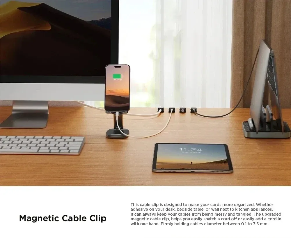Magnetic Cable Clip Holder Organizer - Adhesive Wire Keeper for Desk, Office, Home Management - Secure Cord Management Solution showcase 8