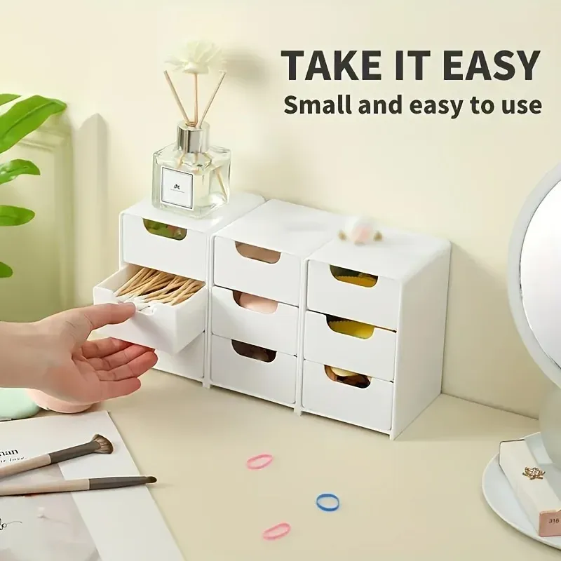 Mini 3-Tier Drawer Organizer for Desk - Perfect for Office Supplies, Jewelry, Cosmetics Storage - Compact Desktop Organizer thumbnail 4