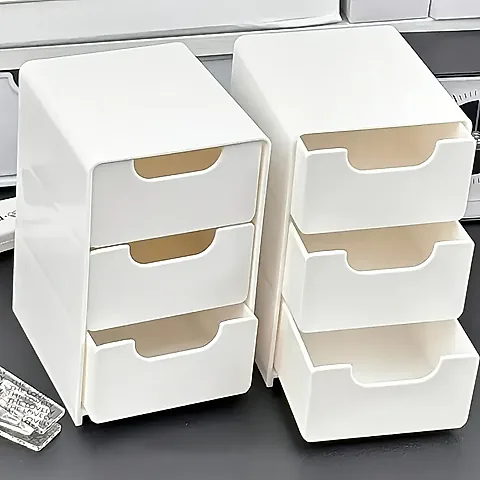 Mini 3-Tier Drawer Organizer for Desk - Perfect for Office Supplies, Jewelry, Cosmetics Storage - Compact Desktop Organizer