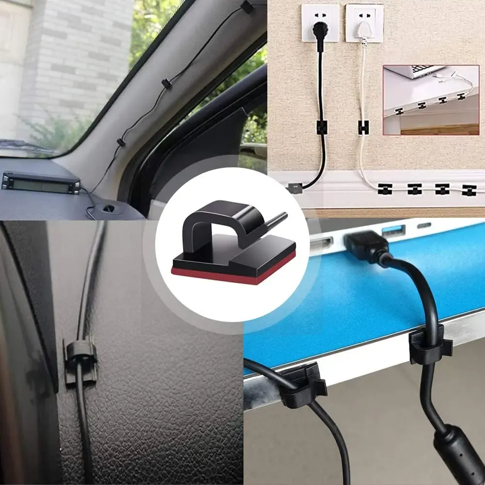 Adhesive Cable Organizer Clips - 3M Tape Wire Winder Holder for Desk, Car, Home - Cord Protector, Clamp for USB, Earphone, Mouse Cables showcase 8