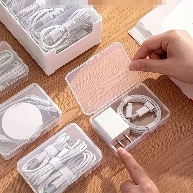 Desktop Data Cable Storage Box Organizer with 7 Compartments for Office Desk, Electronics Accessories, Small Items thumbnail 3