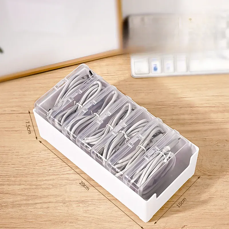Desktop Data Cable Storage Box Organizer with 7 Compartments for Office Desk, Electronics Accessories, Small Items showcase 8