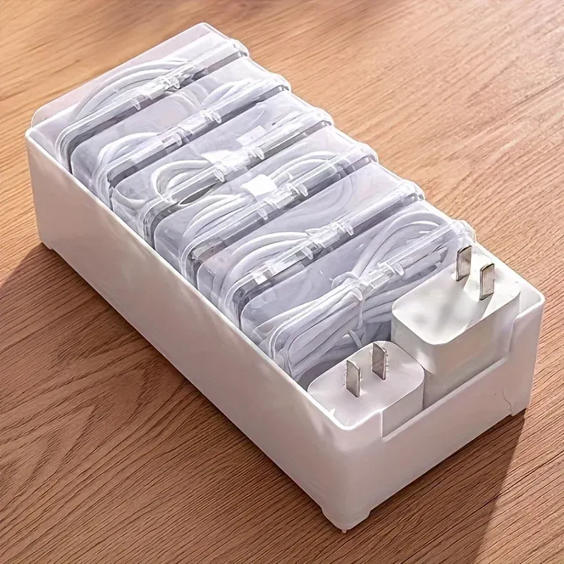 Desktop Data Cable Storage Box Organizer with 7 Compartments for Office Desk, Electronics Accessories, Small Items showcase 6