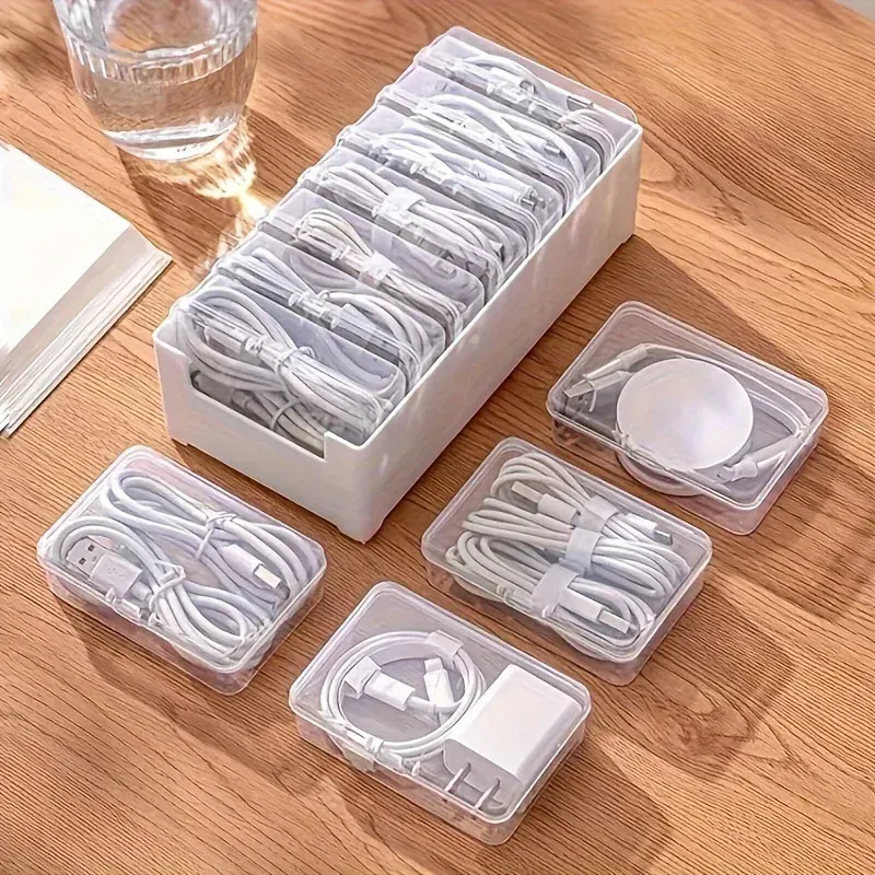 Desktop Data Cable Storage Box Organizer with 7 Compartments for Office Desk, Electronics Accessories, Small Items thumbnail 2