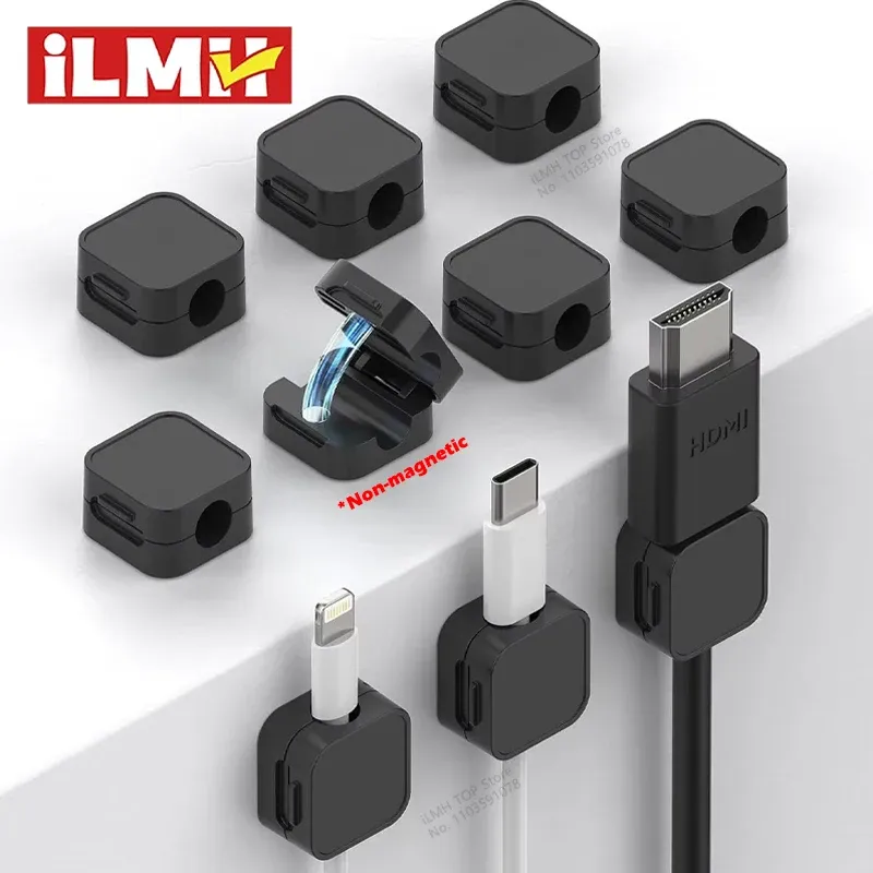 Adjustable Cable Clips Organizer Holder - Strong Adhesive Under Desk Cord Management for Home, Office, Car, Wall - Non-Magnetic ABS+TPE, 7mm Slot, Easy One-Hand Use thumbnail 1