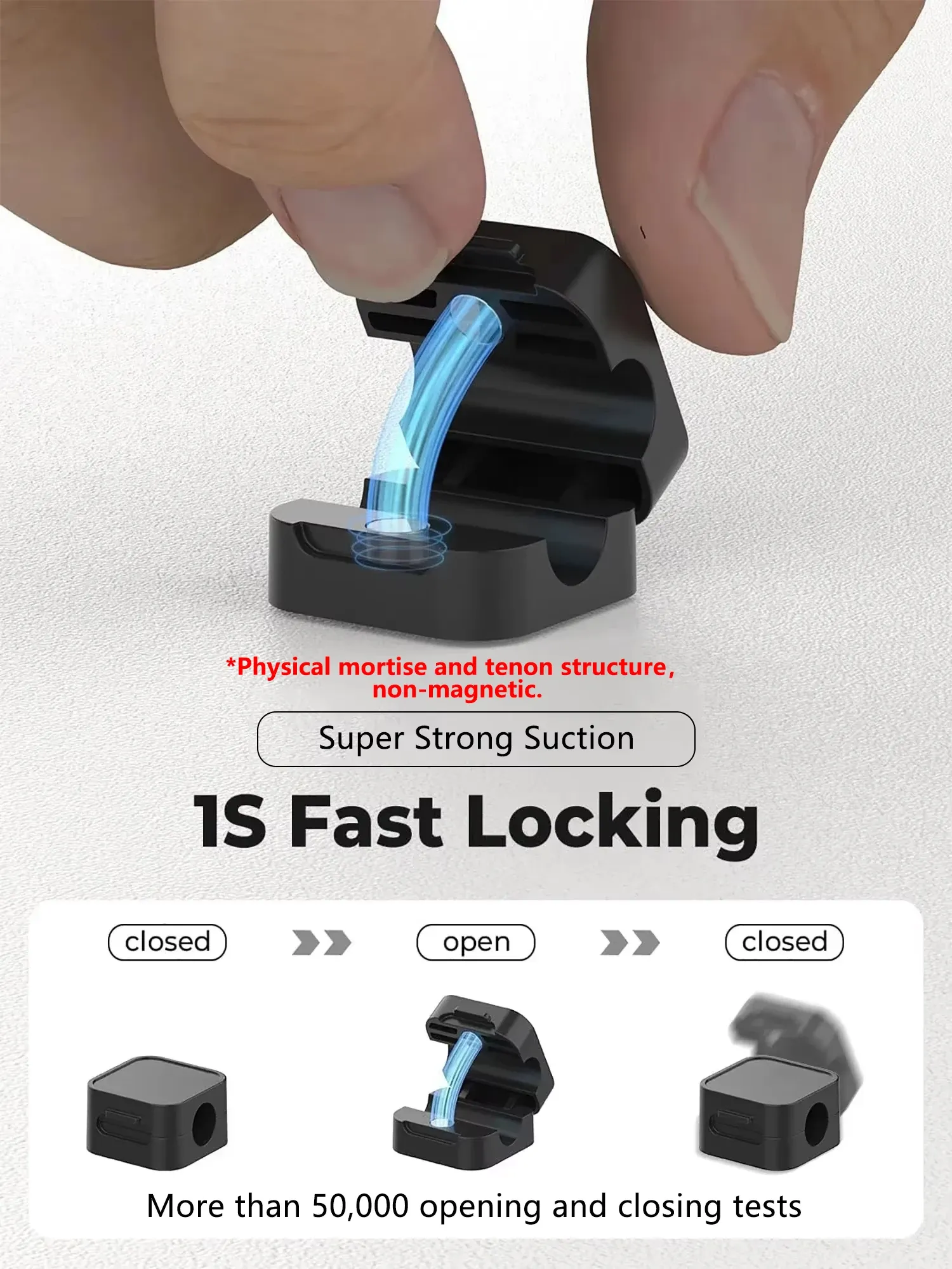 Adjustable Cable Clips Organizer Holder - Strong Adhesive Under Desk Cord Management for Home, Office, Car, Wall - Non-Magnetic ABS+TPE, 7mm Slot, Easy One-Hand Use thumbnail 2