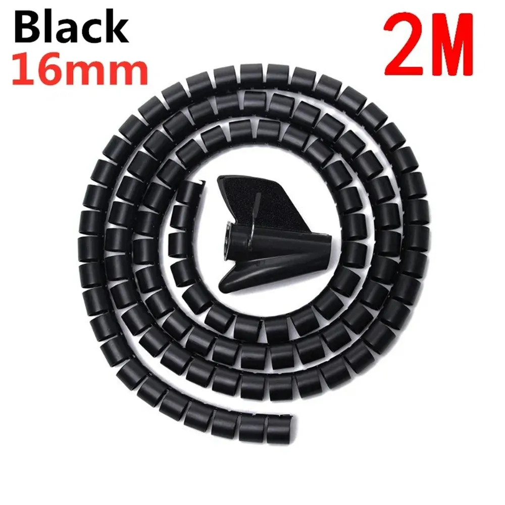 Flexible Spiral Cable Organizer Pipe 10/16mm Diameter - 1.5m/2m Length, Durable Cord Protector for Desk, Computer, and Entertainment Systems thumbnail 3