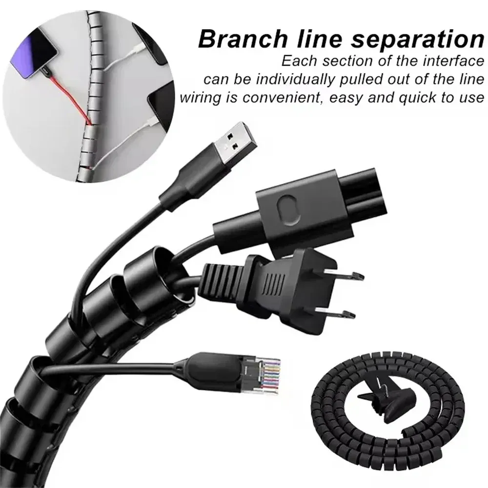 Flexible Spiral Cable Organizer Pipe 10/16mm Diameter - 1.5m/2m Length, Durable Cord Protector for Desk, Computer, and Entertainment Systems thumbnail 5