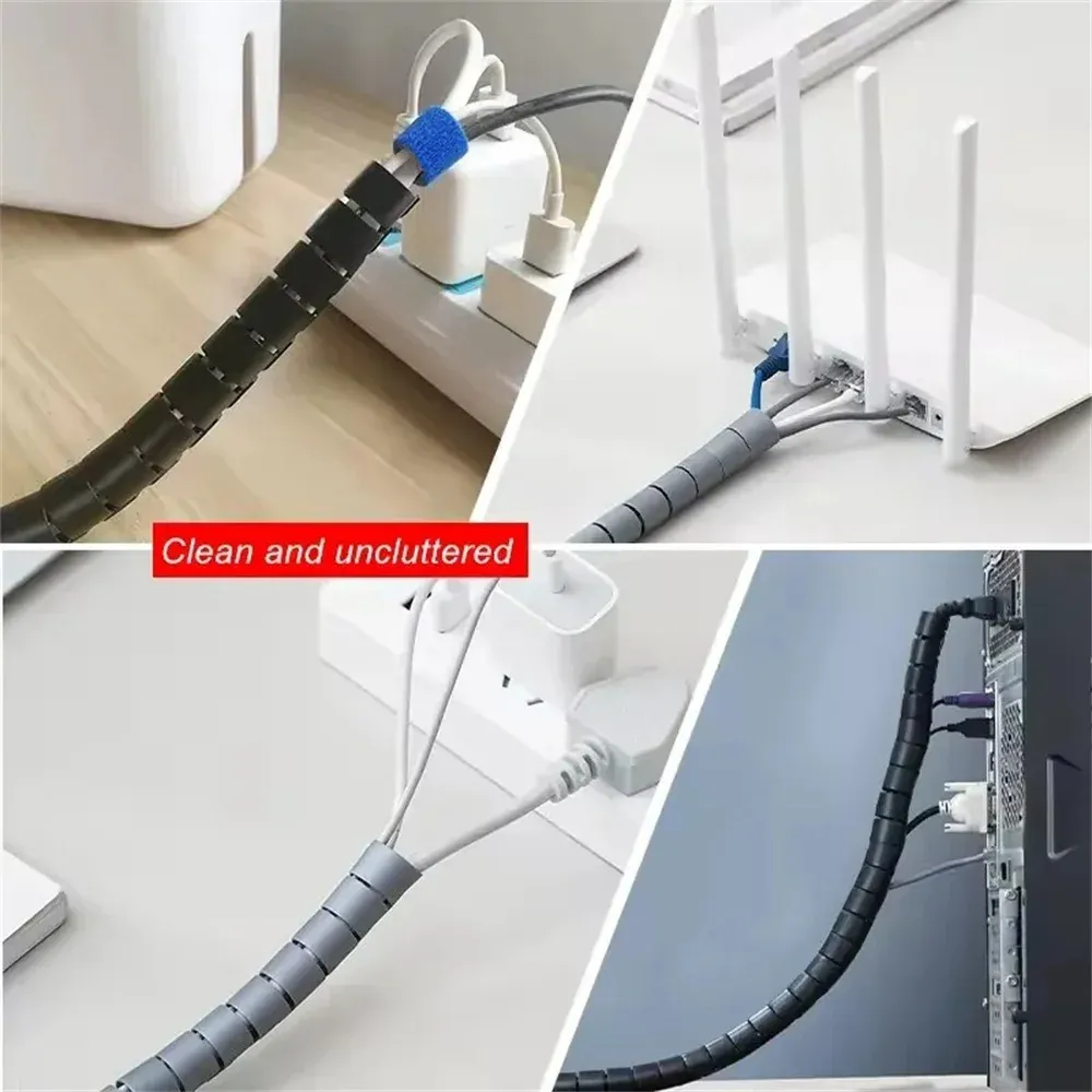 Flexible Spiral Cable Organizer Pipe 10/16mm Diameter - 1.5m/2m Length, Durable Cord Protector for Desk, Computer, and Entertainment Systems showcase 2
