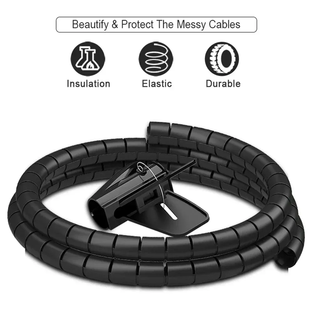 Flexible Spiral Cable Organizer Pipe 10/16mm Diameter - 1.5m/2m Length, Durable Cord Protector for Desk, Computer, and Entertainment Systems thumbnail 1