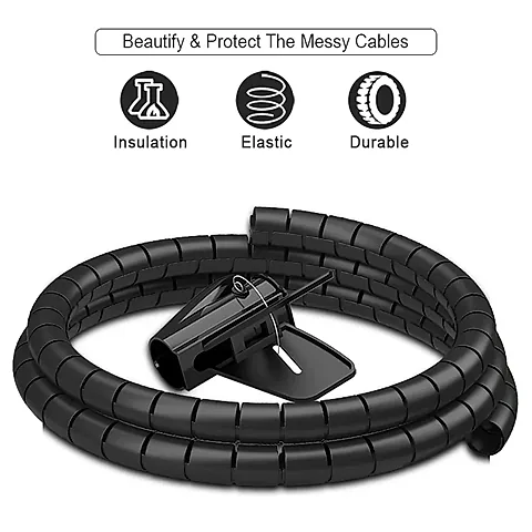 Flexible Spiral Cable Organizer Pipe 10/16mm Diameter - 1.5m/2m Length, Durable Cord Protector for Desk, Computer, and Entertainment Systems