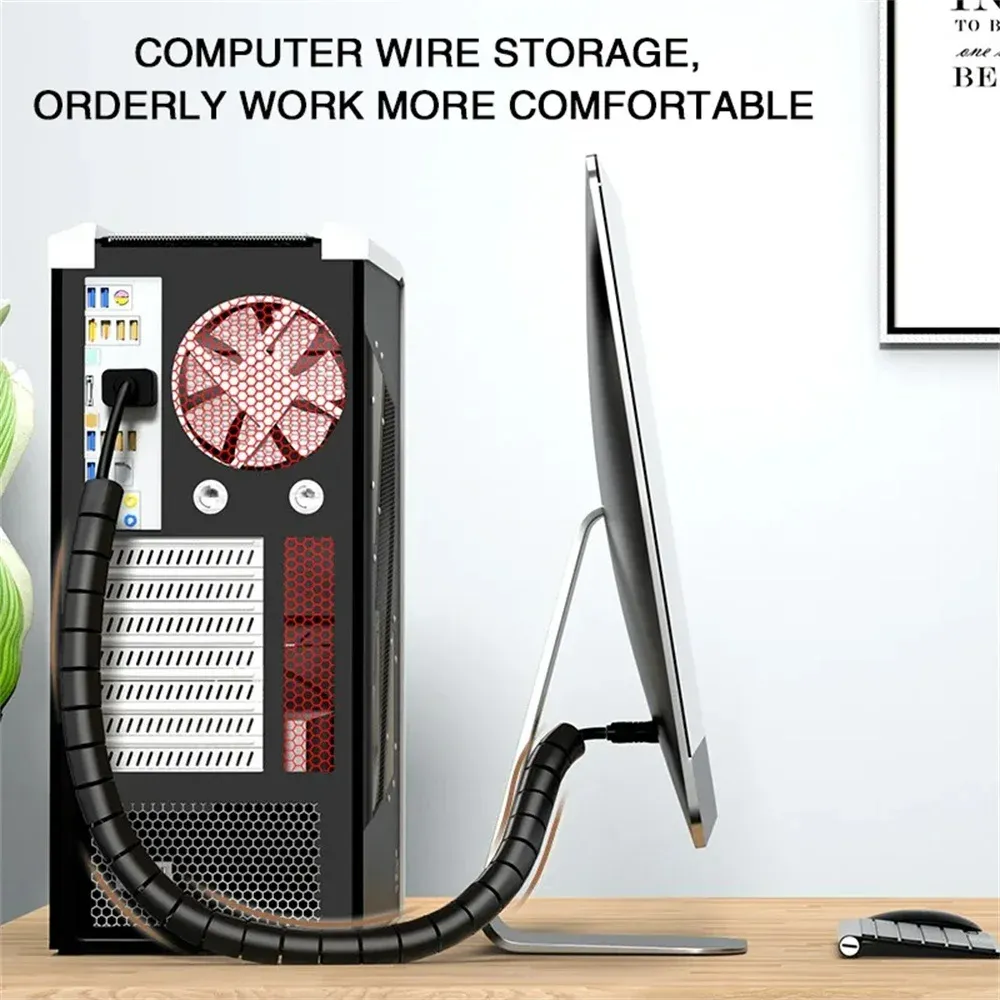 Flexible Spiral Cable Organizer Pipe 10/16mm Diameter - 1.5m/2m Length, Durable Cord Protector for Desk, Computer, and Entertainment Systems thumbnail 4