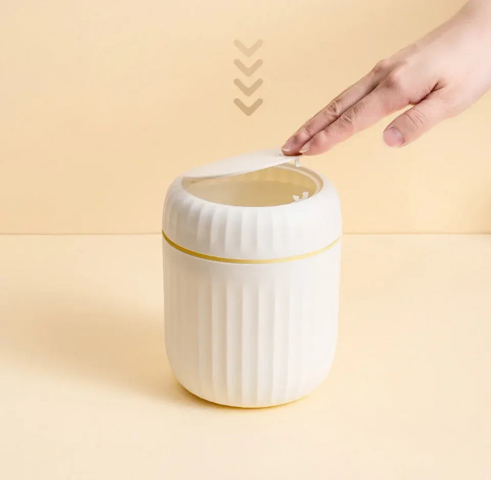 Mini Desktop Trash Can with Lid - Durable Plastic Waste Bin for Bedroom, Office Desk, Home Supplies Organizer showcase 8