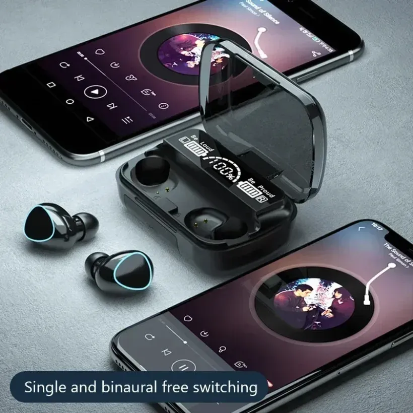 M10 TWS Bluetooth 5.1 Earphones with LED Display, HiFi Stereo Wireless Headphones, Waterproof Gaming Headset with Mic, Noise Cancelling for Sports & Calls thumbnail 5