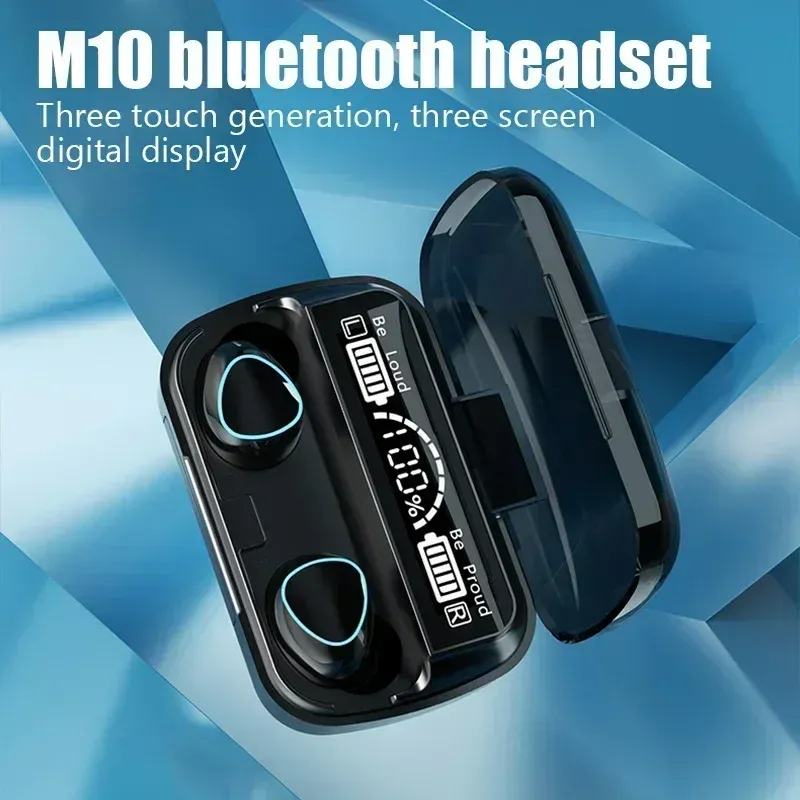M10 TWS Bluetooth 5.1 Earphones with LED Display, HiFi Stereo Wireless Headphones, Waterproof Gaming Headset with Mic, Noise Cancelling for Sports & Calls showcase 2