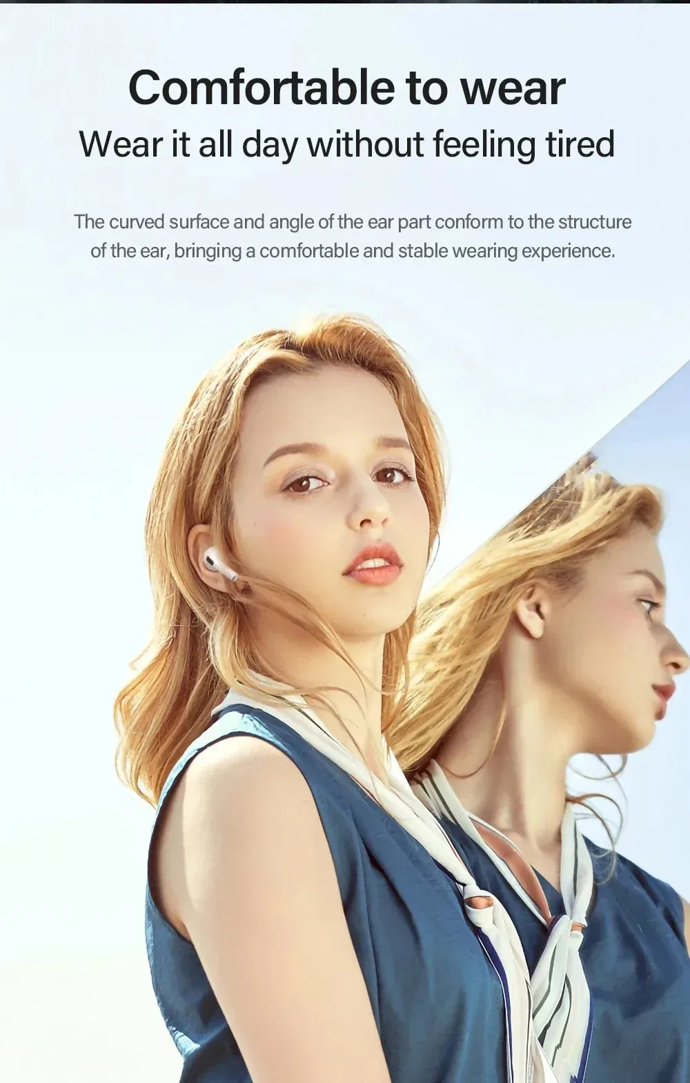 LP40 Bluetooth V5.0 Earphones Wireless Earbuds, Anti-sweat Lightweight Headphones for Smart Phone, Laptop, Computer - Perfect for Calls and Music showcase 7