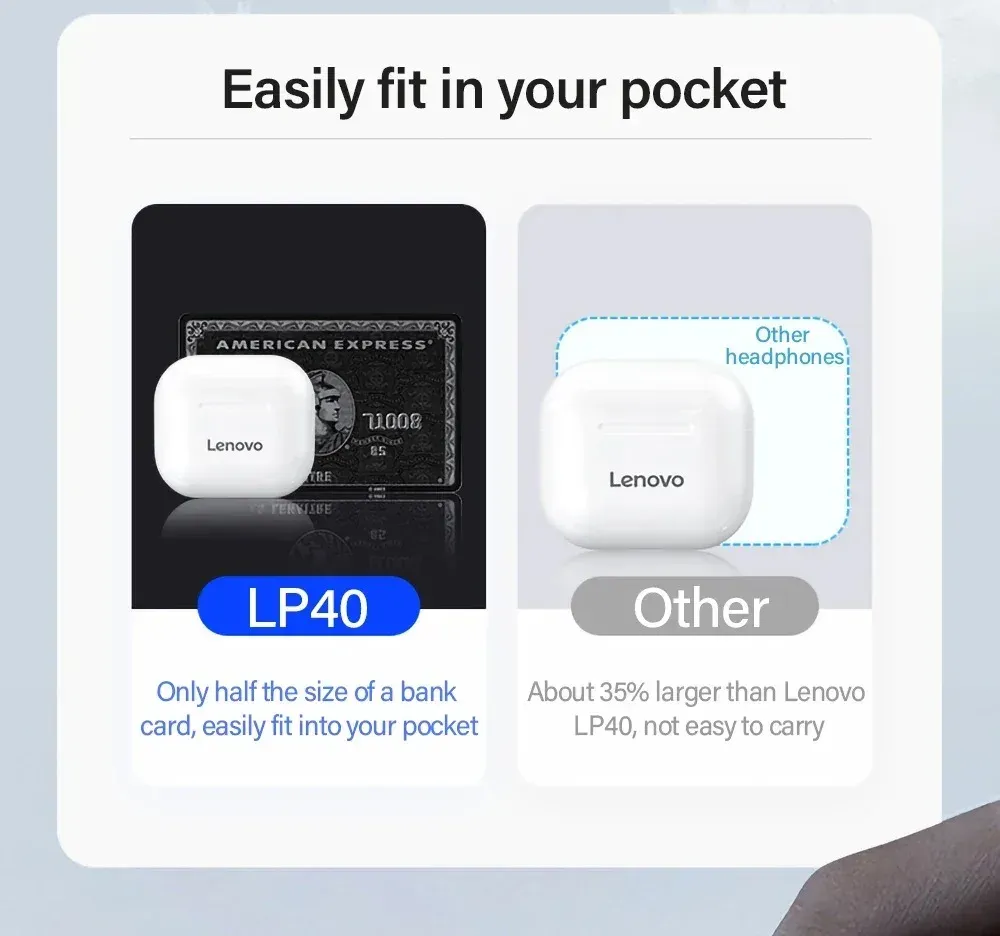 LP40 Bluetooth V5.0 Earphones Wireless Earbuds, Anti-sweat Lightweight Headphones for Smart Phone, Laptop, Computer - Perfect for Calls and Music showcase 9
